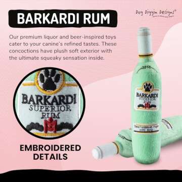 Dog Diggin Designs Libation Station Collection | Unique Squeaky Parody Plush Dog Toys – Shaken, Not Stirred