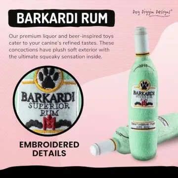 Dog Diggin Designs Libation Station Collection | Unique Squeaky Parody Plush Dog Toys – Shaken, Not Stirred