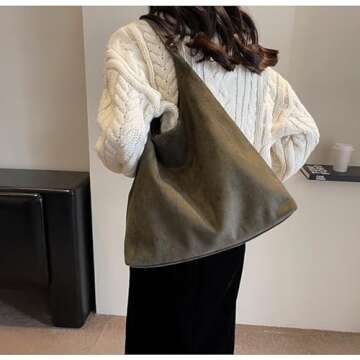 Fldhav Suede Bag for Women Hobo Bag Slouchy Purse Fashionable Leather Shoulde Office Tote Handbag