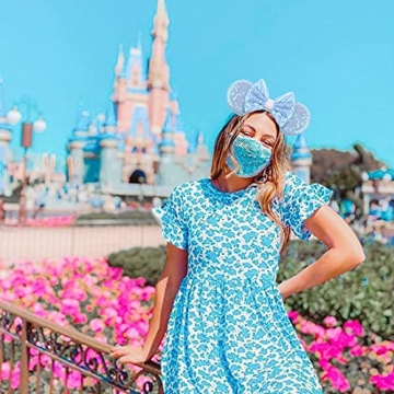 YanJie Dream Blue Sparkle Bow Sequin Mouse Ear Headband