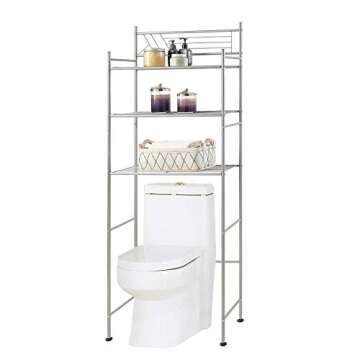 HOMEFORT Bathroom Space Saver,3-Tier Over the Toilet Storage Rack, Freestanding Metal Storage Shelves, Bathroom Shelf, Metal Shelf Organizer in Silver,23.62"Wx10.83"Dx62.99"H