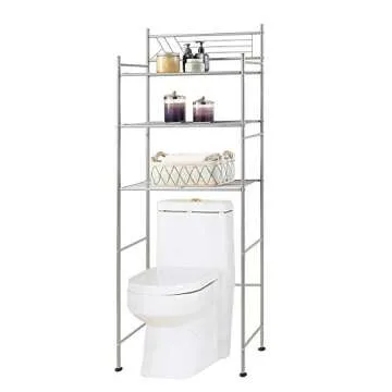 HOMEFORT Bathroom Space Saver,3-Tier Over the Toilet Storage Rack, Freestanding Metal Storage Shelves, Bathroom Shelf, Metal Shelf Organizer in Silver,23.62"Wx10.83"Dx62.99"H