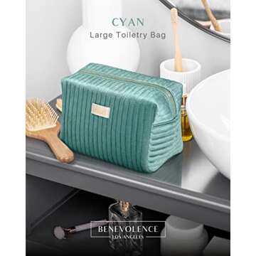 Benevolence LA Premium Velvet Large Capacity Travel Cosmetic Bag for Women