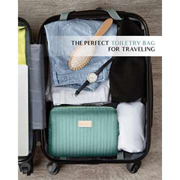 Elegant Travel Cosmetic Bag for Women in Velvet Cyan