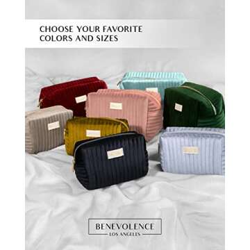 Elegant Travel Cosmetic Bag for Women in Velvet Cyan