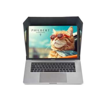 Philbert Danish Design 4-in-1 Laptop Sun Shade - Slim Hood Screen Shade, Privacy Screen, Heat Protection, & Contrast Enhancement - Universal, Foldable, & Lightweight - Fits 15"/16" Laptops - Striped