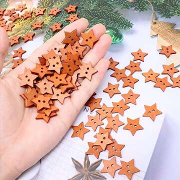 Honbay 200PCS Wooden Star Buttons 2 Holes Buttons Antique Brown Sewing Buttons Decorative Buttons for Skirts, Gloves, Sweaters, Shirts, Hats, Scarves, Headbands, Scrapbooking and Other Craft Projects