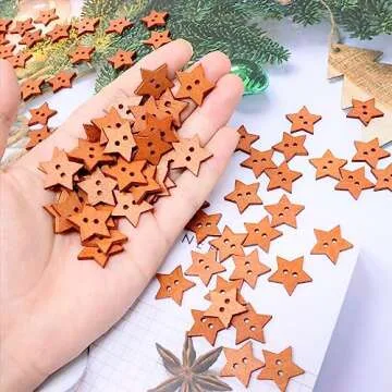 Honbay 200PCS Wooden Star Buttons 2 Holes Buttons Antique Brown Sewing Buttons Decorative Buttons for Skirts, Gloves, Sweaters, Shirts, Hats, Scarves, Headbands, Scrapbooking and Other Craft Projects