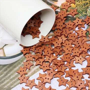 Honbay 200PCS Wooden Star Buttons 2 Holes Buttons Antique Brown Sewing Buttons Decorative Buttons for Skirts, Gloves, Sweaters, Shirts, Hats, Scarves, Headbands, Scrapbooking and Other Craft Projects