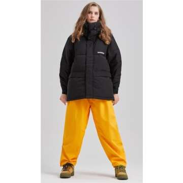 BUMDEEP Womens Waterproof Ski Jacket Warm Winter Snow Coat Windbreaker Hooded Thick Snowboard Jacket（Black,Large）
