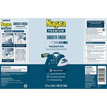 NIAGARA Spray Starch (22 Oz, 2 Pack) Trigger Pump Liquid Starch for Ironing, Non-Aerosol Spray on Starch, Reduces Ironing Time, No Flaking, Sticking or Clogging, Biodegradable Ingredients, Recyclable