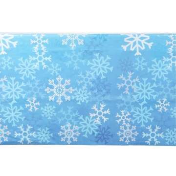 BLUE PANDA 3 Pack Blue Snowflake Plastic Tablecloths for Christmas Party Supplies, 54 x 108 inch Rectangular Xmas Winter Holiday Snowy Table Covers, Fun Festive Christmas Party Decorations