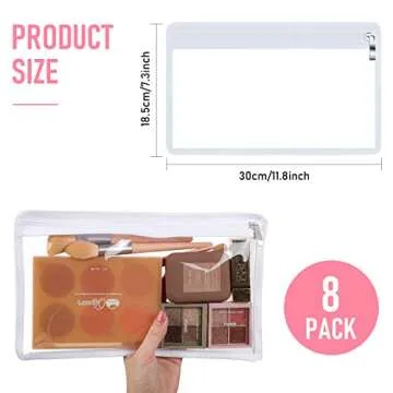 8 Pieces Clear Zipper Pouches Pencil Pouches PVC Makeup Pouch Envelopes Folder Storage Multi purpose...
