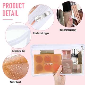 8 Pieces Clear Zipper Pouches Pencil Pouches PVC Makeup Pouch Envelopes Folder Storage Multi purpose Pouch Document File Organization Bags, Office Supplies (White Edging, 11.5 x 7 Inches)