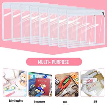 8 Pieces Clear Zipper Pouches Pencil Pouches PVC Makeup Pouch Envelopes Folder Storage Multi purpose Pouch Document File Organization Bags, Office Supplies (White Edging, 11.5 x 7 Inches)