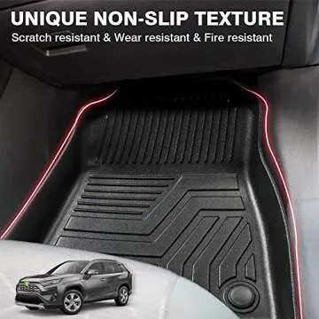 Powerty Floor Mats for 2019-2024 2025 Toyota RAV4 Accessories All Weather Floor Liner 3D TPO 1st & 2nd Row Floor Mat Heavy-Duty Floor Liners(FIT All Models)