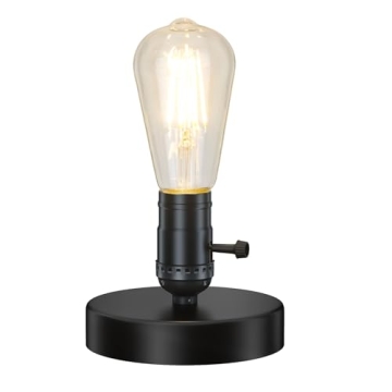Licperron Vintage Lamps Table Lamp Base E26 E27 Industrial Small Desk Lamp with Plug in Cord On/Off ...