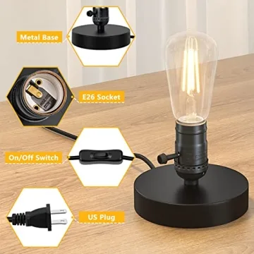 Licperron Vintage Table Lamp Base for E26 E27 Bulbs