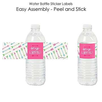 Big Dot of Happiness Let's Go Glamping - Camp Glamp Party or Birthday Party Water Bottle Sticker Lab...