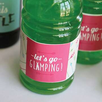 Big Dot of Happiness Let's Go Glamping - Camp Glamp Party or Birthday Party Water Bottle Sticker Labels - Set of 20