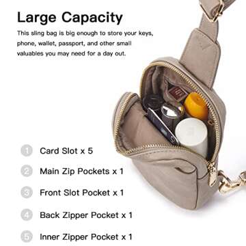 Telena Small Sling Bag for Women Leather Crossbody Fanny Packs Chest Bag for Women Cloud Grey