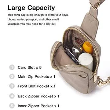 Telena Small Sling Bag for Women Leather Crossbody Fanny Packs Chest Bag for Women Cloud Grey