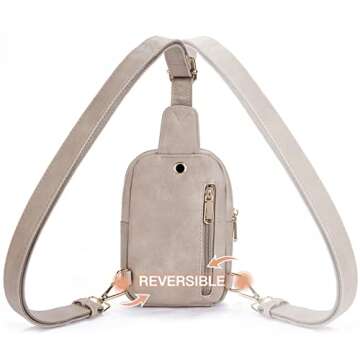 Telena Small Sling Bag for Women Leather Crossbody Fanny Packs Chest Bag for Women Cloud Grey