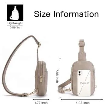 Telena Small Sling Bag for Women Leather Crossbody Fanny Packs Chest Bag for Women Cloud Grey