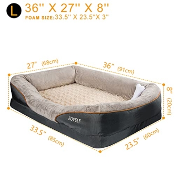 JOYELF Large Orthopedic Memory Foam Dog Bed with Washable Cover