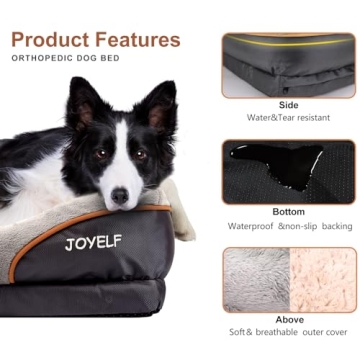 JOYELF Large Orthopedic Memory Foam Dog Bed with Washable Cover