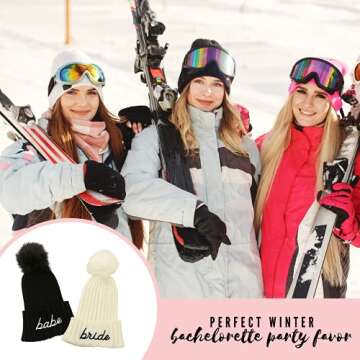 Bachelorette Beanies (12 Pack) 1 Bride Hat and 11 Babe Bachelorette Hats I Bachelorette Hats Black I Babe Hats I Bride Tribe Hats I Winter Bachelorette Favorite