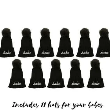 Bachelorette Beanies (12 Pack) 1 Bride Hat and 11 Babe Bachelorette Hats I Bachelorette Hats Black I Babe Hats I Bride Tribe Hats I Winter Bachelorette Favorite