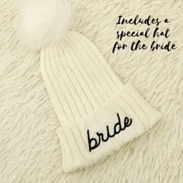 Bachelorette Beanies (12 Pack) 1 Bride Hat and 11 Babe Bachelorette Hats I Bachelorette Hats Black I Babe Hats I Bride Tribe Hats I Winter Bachelorette Favorite
