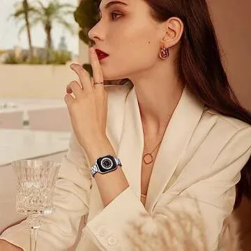 STIROLL Thin Replacement Band Compatible for Apple Watch 49mm 46mm 45mm 44mm 42mm(Series 3 2 1), Stainless Steel Metal Wristband Women Men for iWatch Ultra SE Series 10 9 8 7 6 5 4, Silver