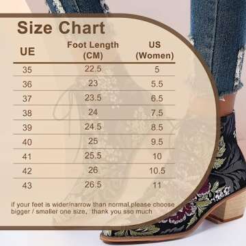 Gets Womens Embroidered Block Heel Cowboy Boots Suede Heighten Ankle Booties (Red,9.5)