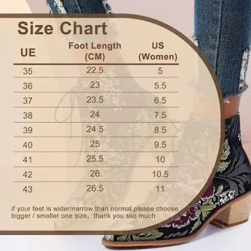 Gets Womens Embroidered Block Heel Cowboy Boots Suede Heighten Ankle Booties (Red,9.5)