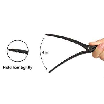 Ilvisest Hair Clips for Styling Sectioning 6 Pack,Non Slip Hair Clips,Duckbill Hair Clips,No-Trace Hair Clips for Thick and Thin Hair - Professional Salon Hair Clips(Black)
