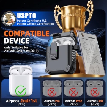 Pohgelan for Airpods 2nd and 1st Generation Case with Secure Lock Feature and Cleaning Kit