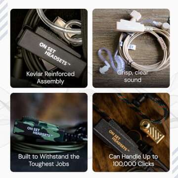 ON SET HEADSETS FilmPRO Surveillance Headset (Black) - 2 Pin Earpiece Compatible with Motorola Radios for Film & TV Productions - Earpiece for Walkie Talkie Radio