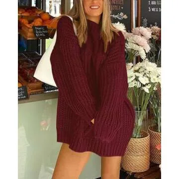 BTFBM Womens Fall Fashion 2023 Cable Knit Sweater Long Sleeve Button Shoulder Pullover Chunky Christmas Sweaters(Solid Wine Red, Medium)