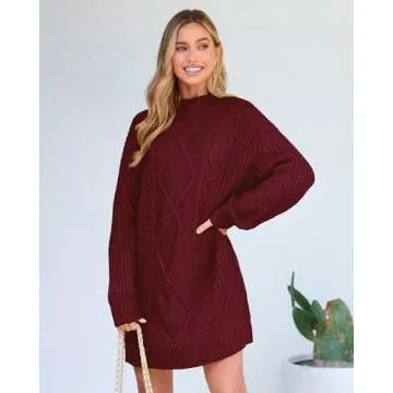 BTFBM Womens Fall Fashion 2023 Cable Knit Sweater Long Sleeve Button Shoulder Pullover Chunky Christmas Sweaters(Solid Wine Red, Medium)