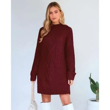 BTFBM Womens Fall Fashion 2023 Cable Knit Sweater Long Sleeve Button Shoulder Pullover Chunky Christmas Sweaters(Solid Wine Red, Medium)