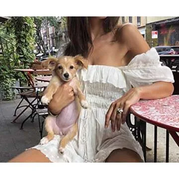 R.Vivimos Women's Summer Cotton Half Sleeves Backless Ruffled Mini A-Line Dress (Small, White)