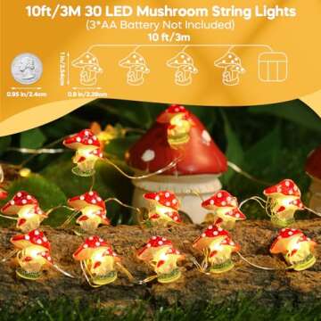 Coquimbo Mushroom Decor Room Cottagecore Decor Gifts for Kids Her Indoor String Lights 10FT 30LED Mu...