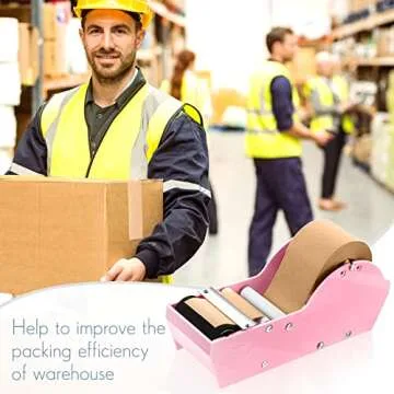 Water Activated Paper Tape Dispenser with Gummed Paper Tape,2.75 Inch x 148 Feet Wet Gummed Kraft Paper Tape Fiberglass Reinforced Sealing Tape for Packaging, Shipping, Mailing (Pink)