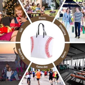 E-FirstFeeling Large Baseball Tote Bag Sports Prints Tote Handbag Beach Bag Travel Bag for Women (Baseball)