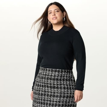 The Drop Women’s Black Mock Neck Plus Size Sweater