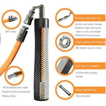 Mogold Weighted Jump Ropes for man&women fast clip interchangeable 1/4LB 1/2LB 1LB heavy jump ropes ...