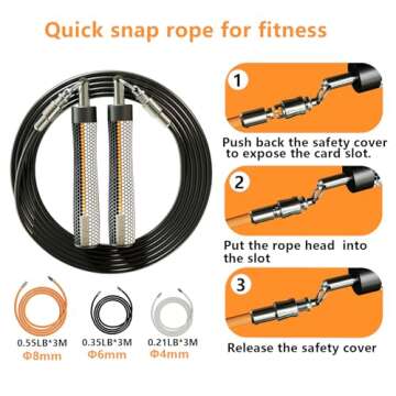 Mogold Weighted Jump Ropes for man&women fast clip interchangeable 1/4LB 1/2LB 1LB heavy jump ropes , Ball Bearing Design – Weighted, Length Adjustable,Ergonomics Grip for fitness weight loss & More