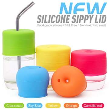 maxin Silicone Sippy Lids Pack of 5, Silicone Spout Makes Cup into Spill-Proof Sippy Cup for Babies ...